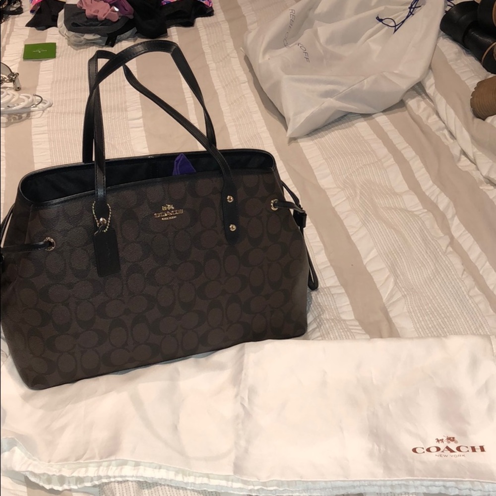 Coach Signature Drawstring Carryall Satchel